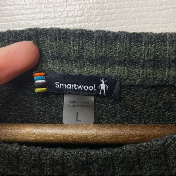 Smartwool Mens Large Merino wool blend green crew neck layering sweater size - Picture 8 of 16